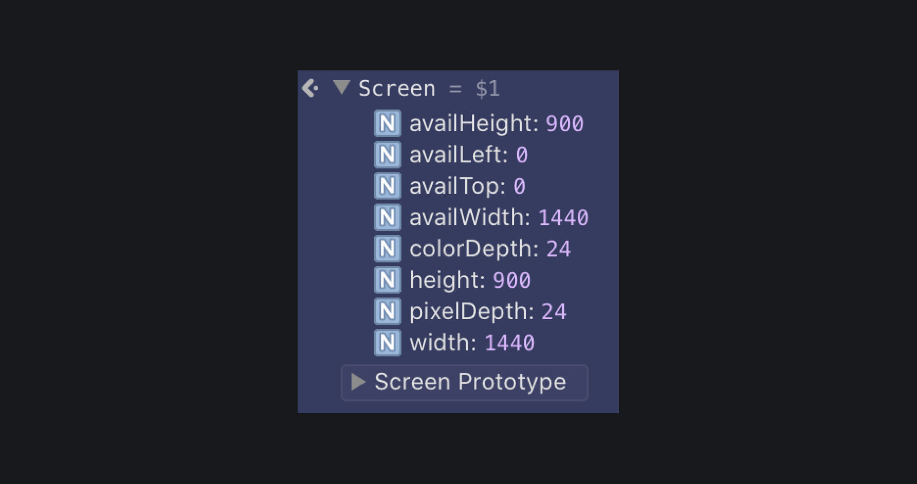 содержимое объекта screen