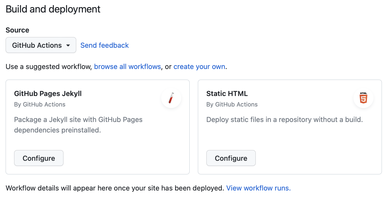 Работа GitHub Pages с помощью GitHub Actions.