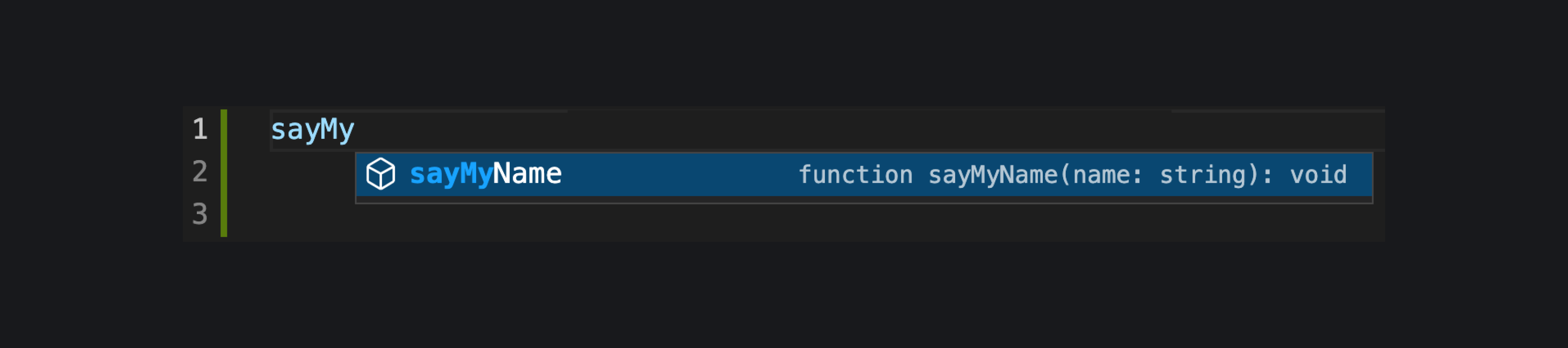 Пример автодополнения из среды разработки VSCode